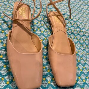 Franco Sarto Jolee, Women's Nude Ankle strap, square toe flats; 8M.